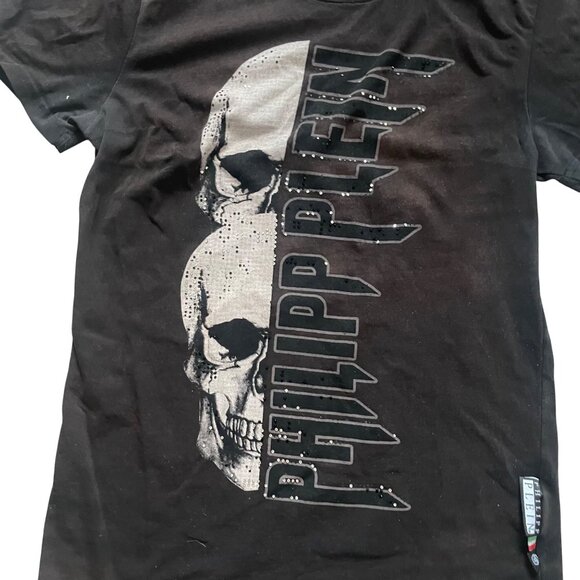 Philipp Plein Brown Platinum Cut Skull Graphic T-Shirt S - Picture 6 of 9